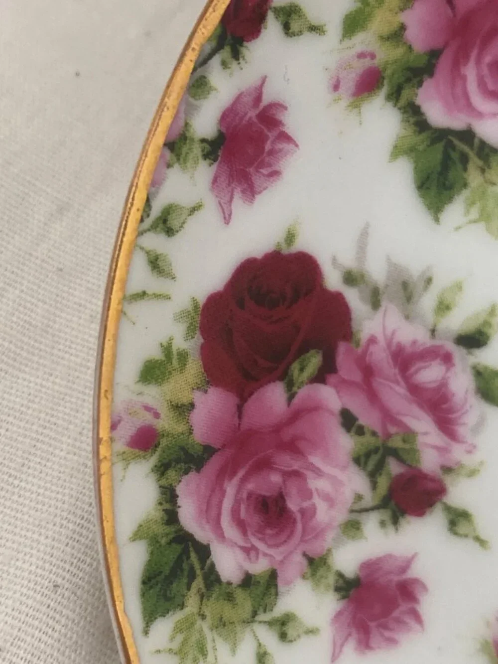 VTG Cup Saucer Floral Rose Chintz Gold Rim China No Markings Replacement
